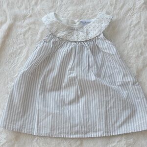 Adorable Piper & Posie Striped Dress Sz 6-9 months eyelet collar gray/white AG
